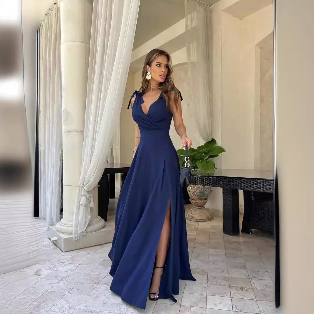 Long plain pleated evening dress Reveloire Long plain pleated evening dress Reveloire