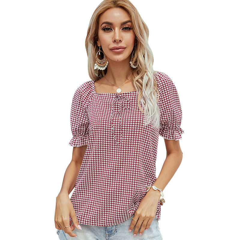 Reveloire® Loose-fitting sweater shirt with short sleeves and square collar