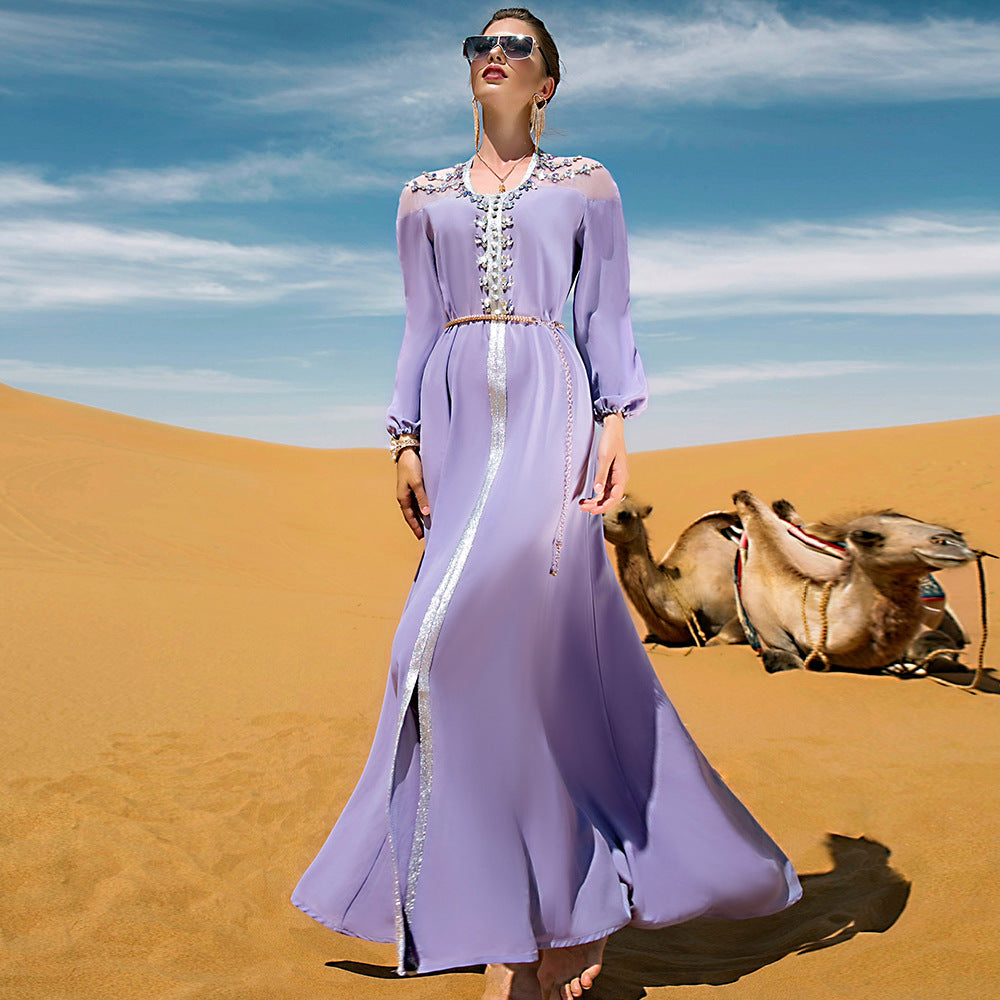 Reveloire® New Long Hooded Dress: Decorated with Diamonds