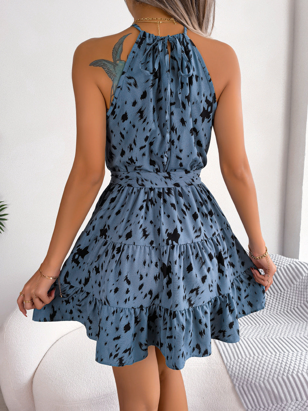 Reveloire® Casual Leopard Print Ruffle Summer Dress