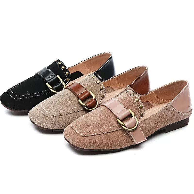 Reveloire® Flat Shoes with Copper Buckle and Soft Sole