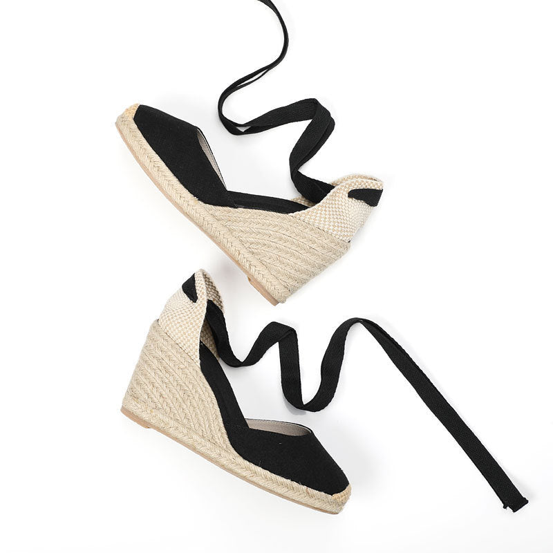 Reveloire® Hemp Rope Straw Sandals with Baotou Linen