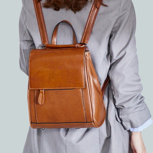 Reveloire® leather backpack with waxed look