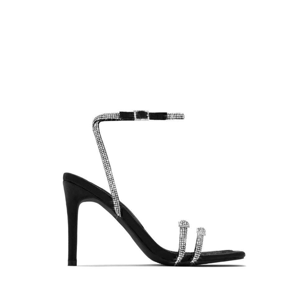 Reveloire® - High heel sandals, rhinestones, thin belt