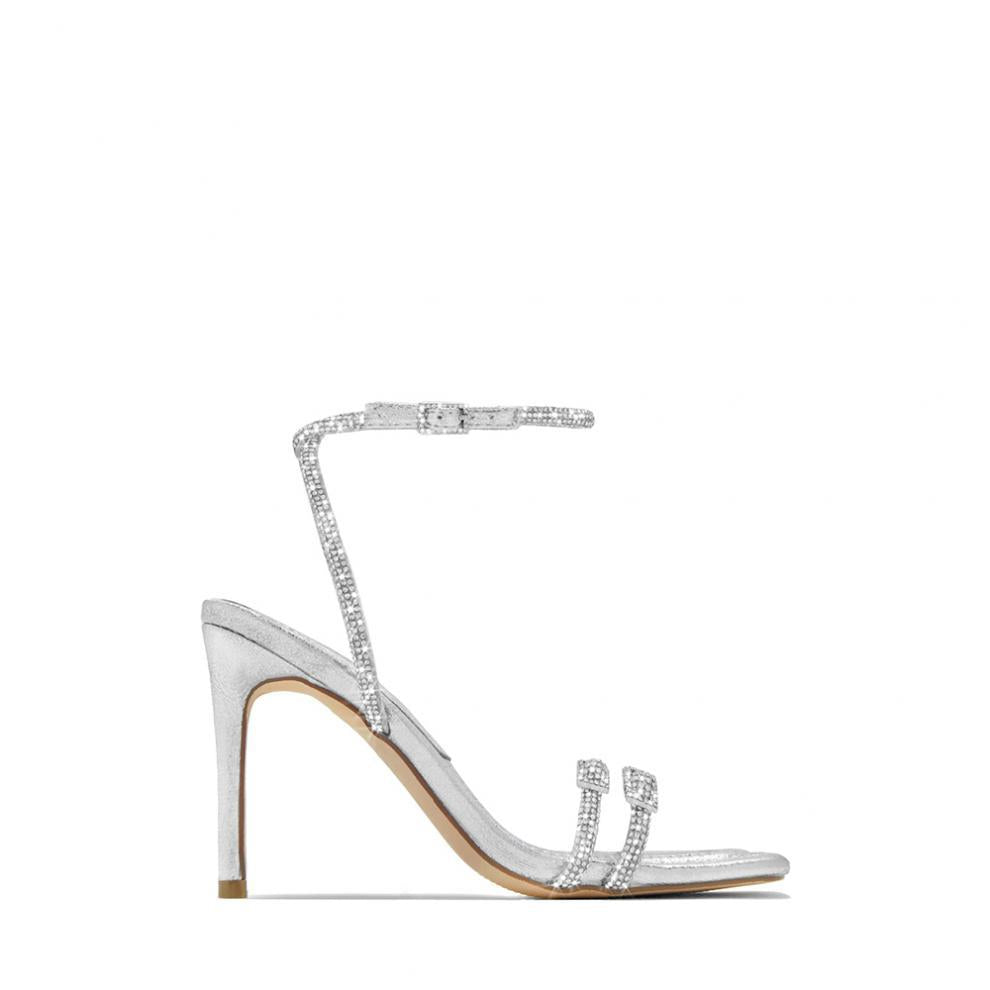 Reveloire® - High heel sandals, rhinestones, thin belt