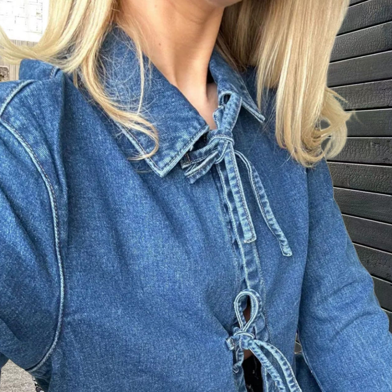 Camille jacket in blue denim with shirt effect