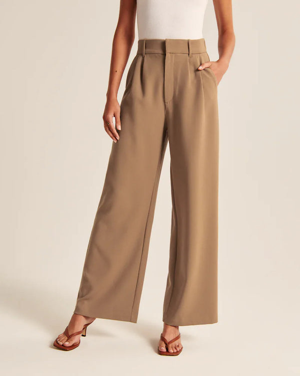 Réveloire® High Waist Straight Wide Leg Pants with Pockets