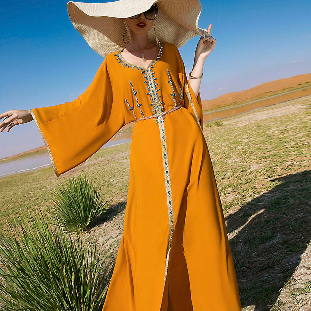 Reveloire® Handmade Caftan with Diamonds with Moroccan Touch