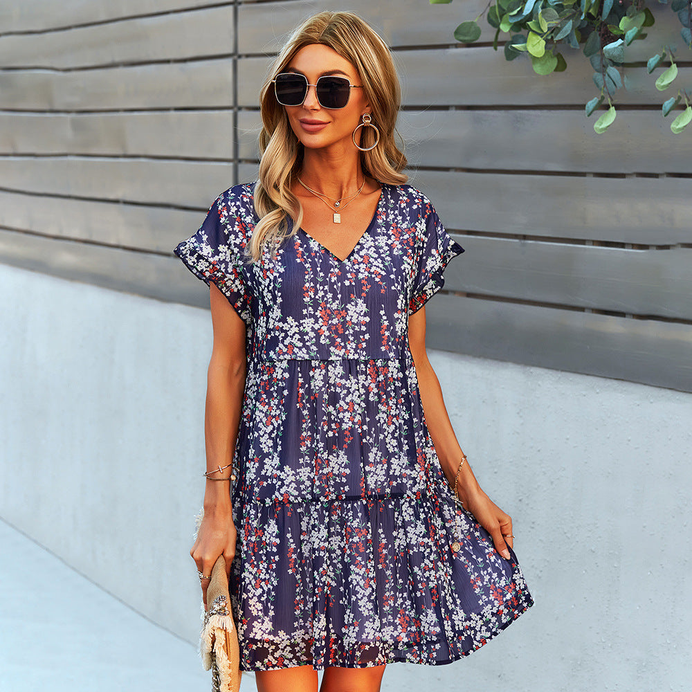 Reveloire® Floral Print Short Sleeve Summer Dress