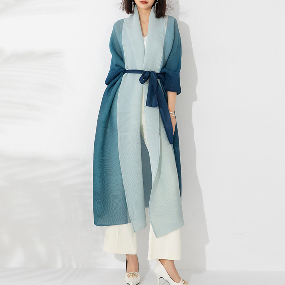 Reveloire®: Women's Pleated Trench Coat, Fall Gradient Trend, Loose Fit 