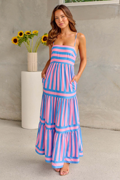 Reveloire® Long Dress with Printed Stripes