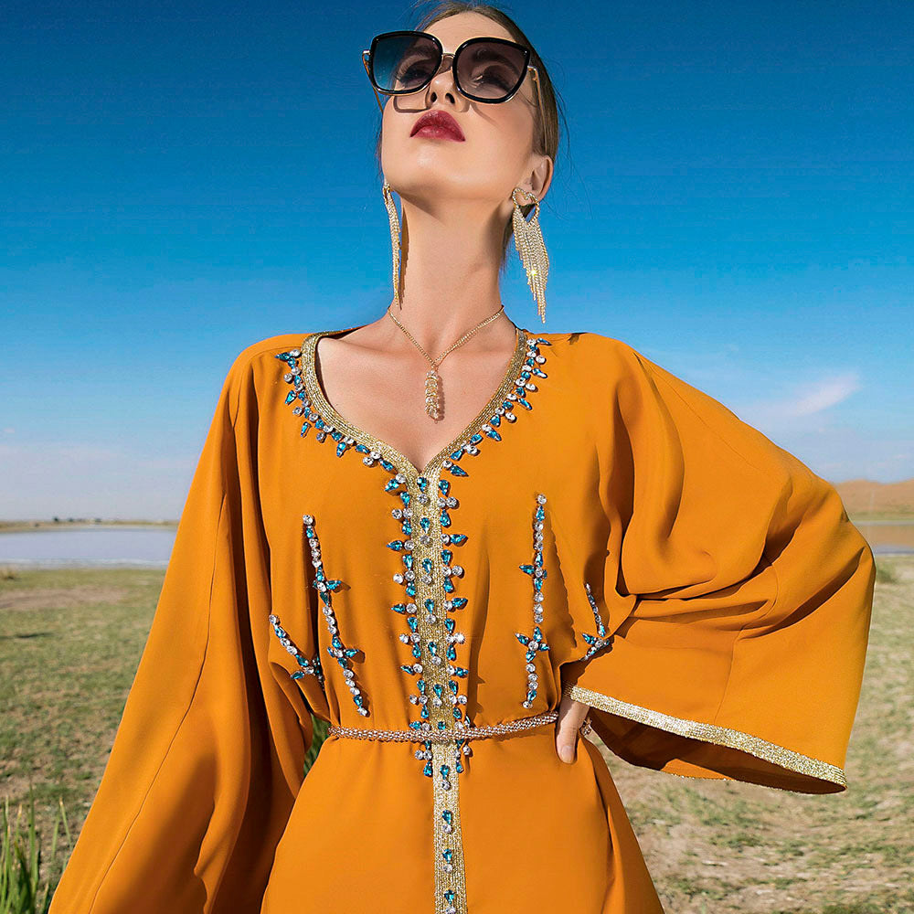 Reveloire® Caftan  Fait Main avec Diamants avec touche marocaine