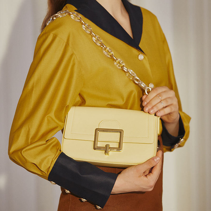 Textured Cowhide Leather Shoulder Bag