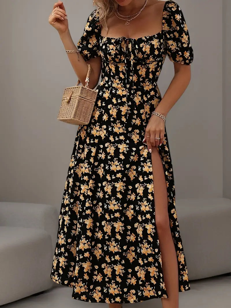 Floral print lace dress