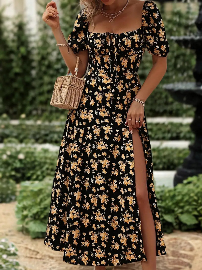 Floral print lace dress