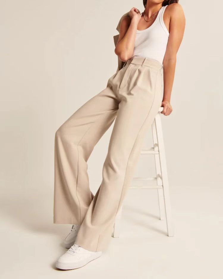 Réveloire® High Waist Straight Wide Leg Pants with Pockets