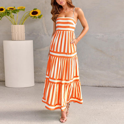 Reveloire® Long Dress with Printed Stripes