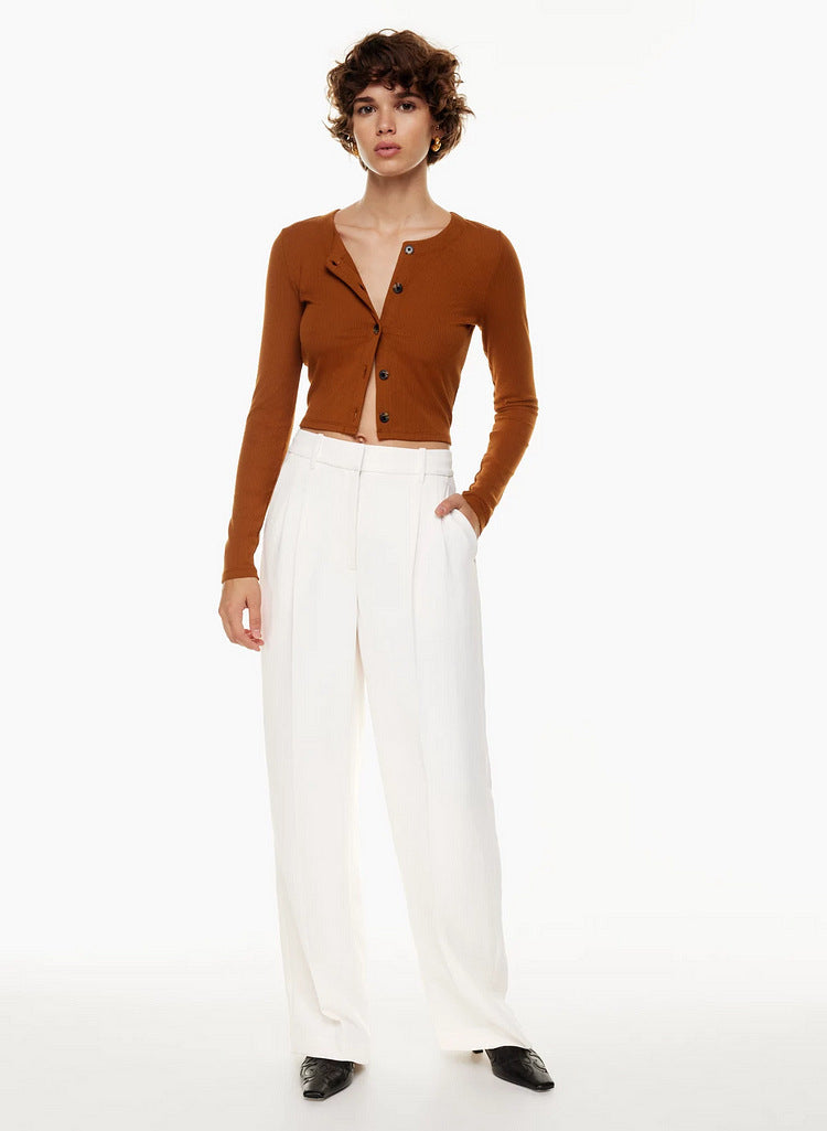 Réveloire® High Waist Straight Wide Leg Pants with Pockets