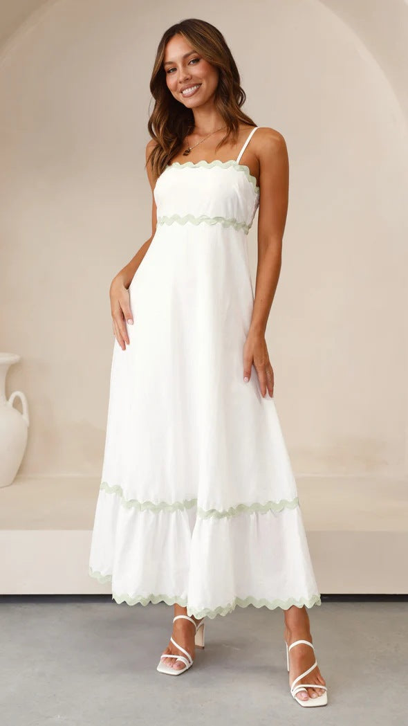 Reveloire® - Long dress with wavy pattern straps