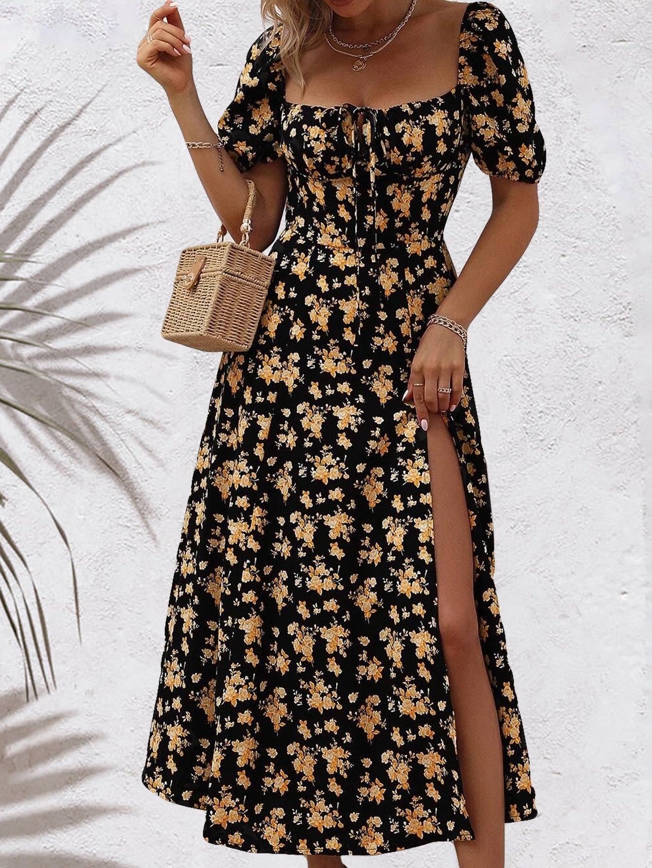 Floral print lace dress