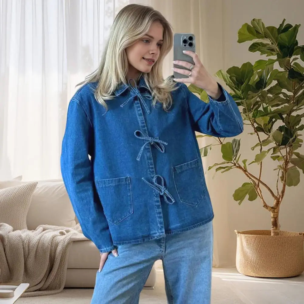 Camille jacket in blue denim with shirt effect