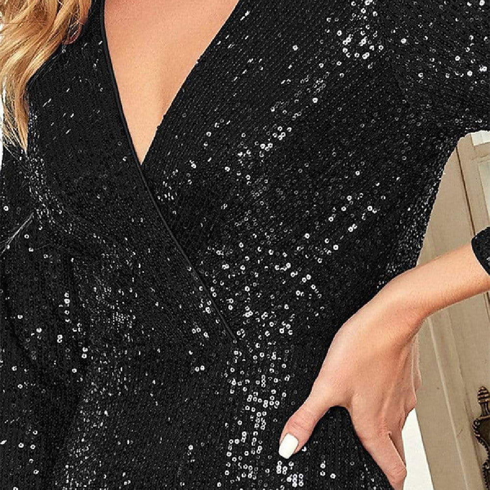 Robe de soirée longue en sequins brillants