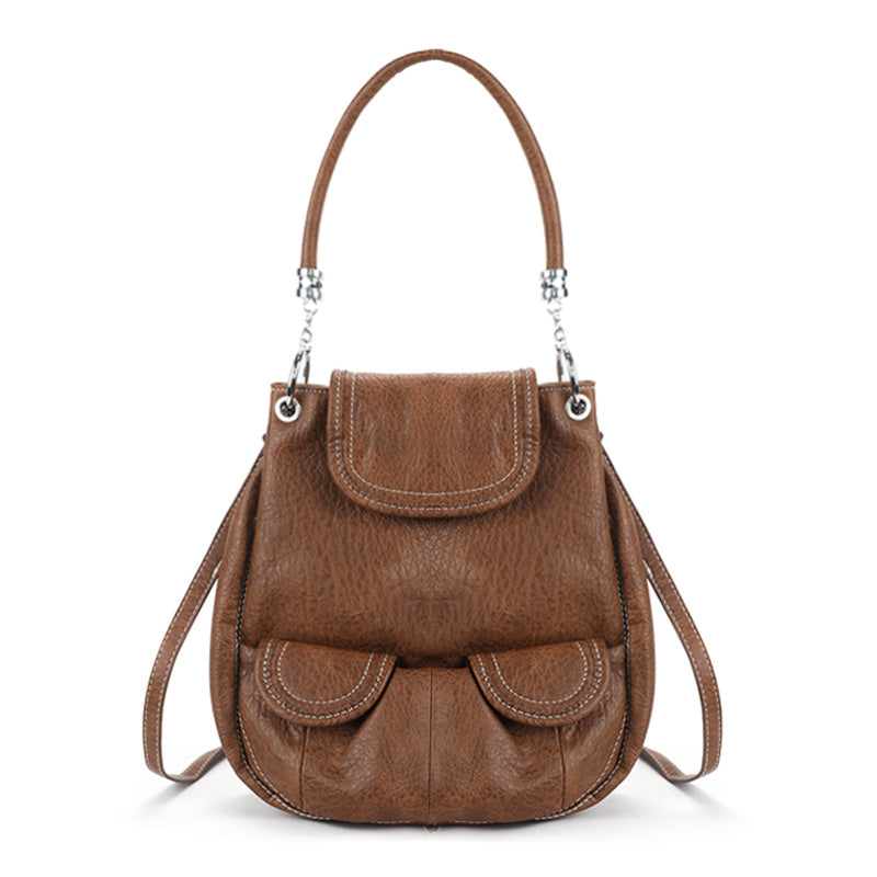 Reveloire® Vintage Brown Shoulder Bag with Pockets