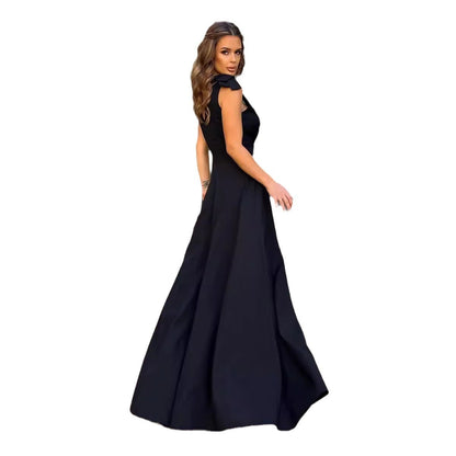 Long plain pleated evening dress