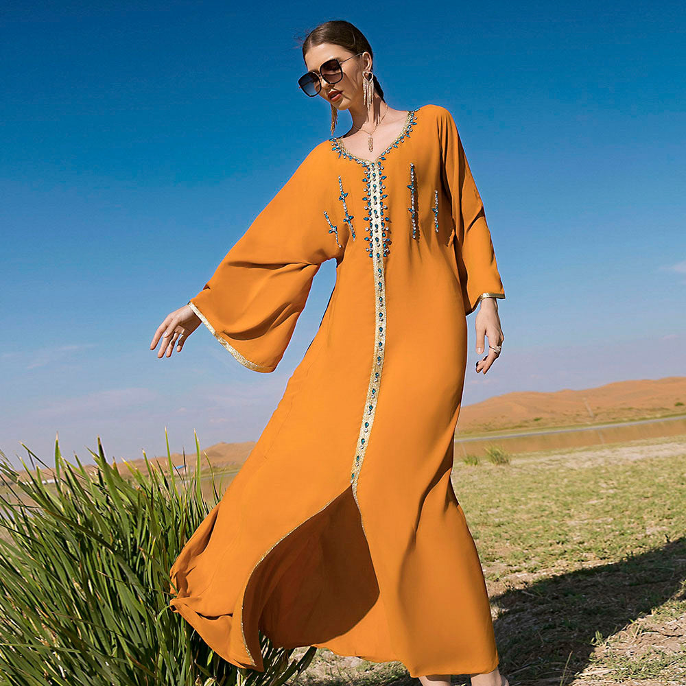 Reveloire® Caftan  Fait Main avec Diamants avec touche marocaine