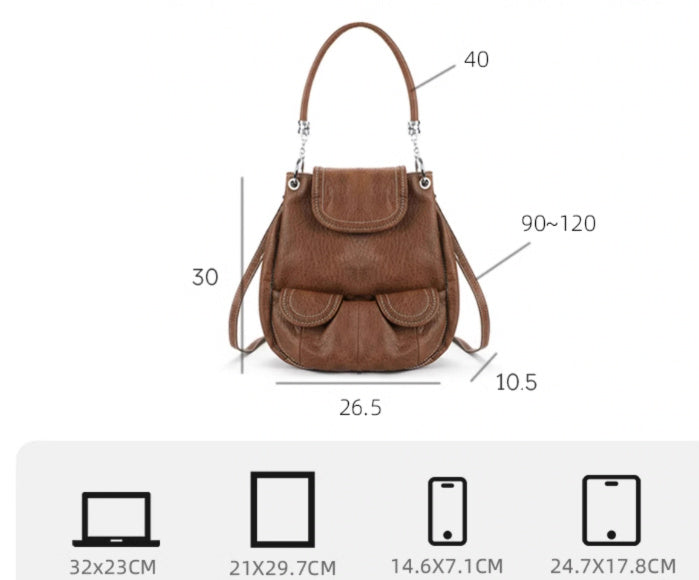 Reveloire® Vintage Brown Shoulder Bag with Pockets