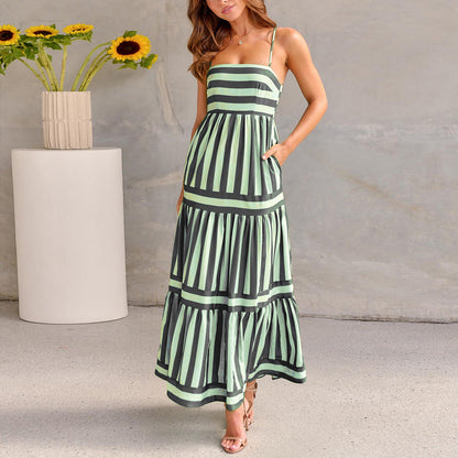 Reveloire® Long Dress with Printed Stripes