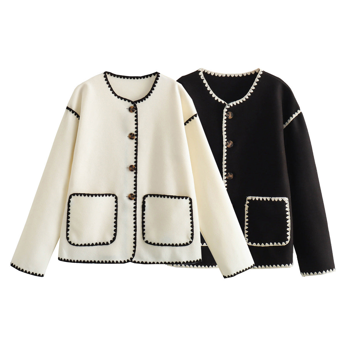 Reveloire® - Elegant patchwork jacket with decorative pocket details