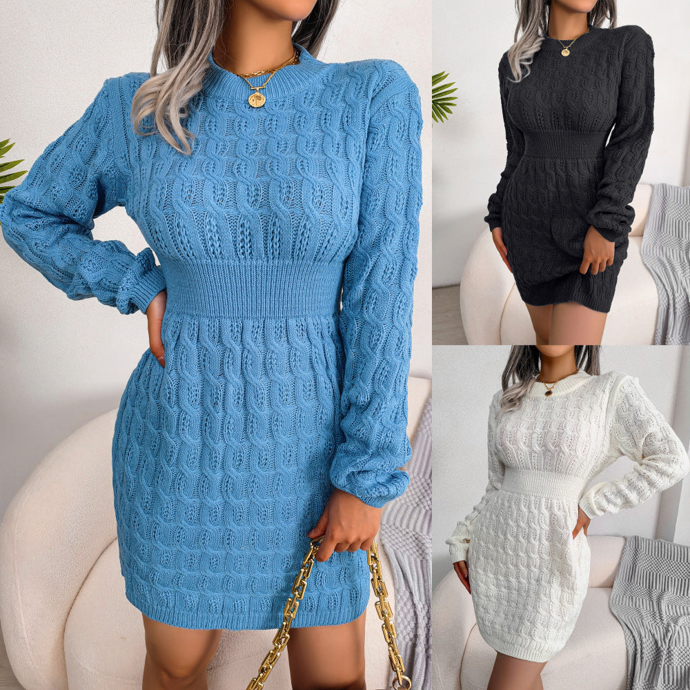 Reveloire® Long Sleeve Fitted Knit Mini Sweater Dress