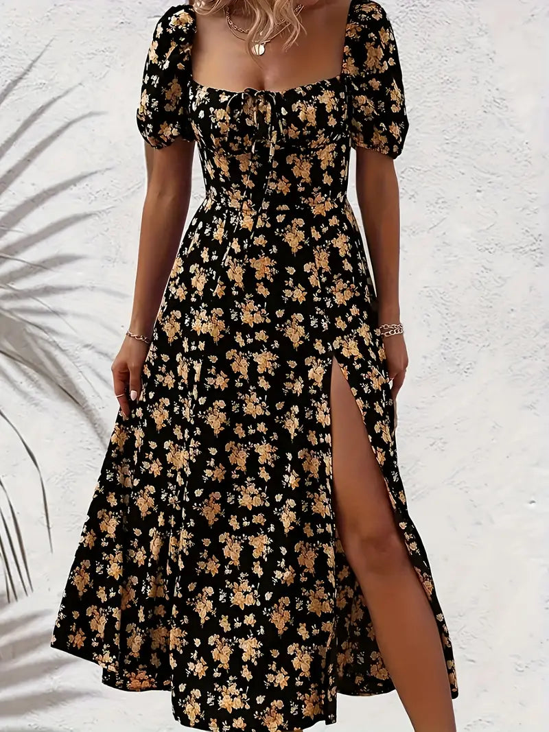 Floral print lace dress