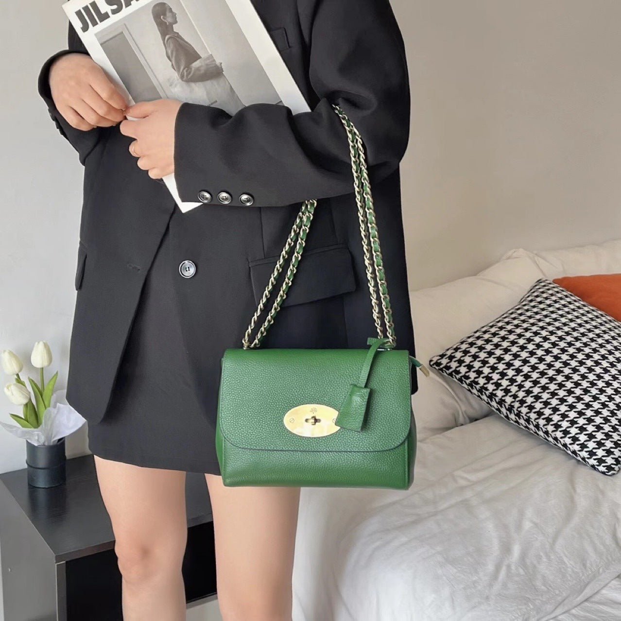 Mini sac carré en cuir à boucle chic - Reveloire