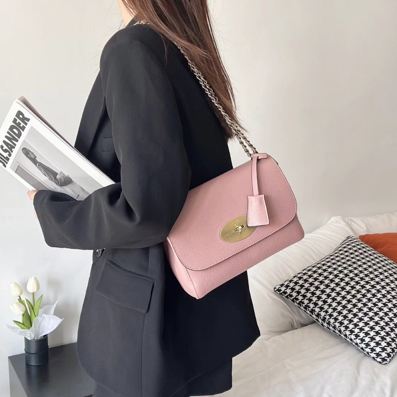 Mini sac carré en cuir à boucle chic - Reveloire