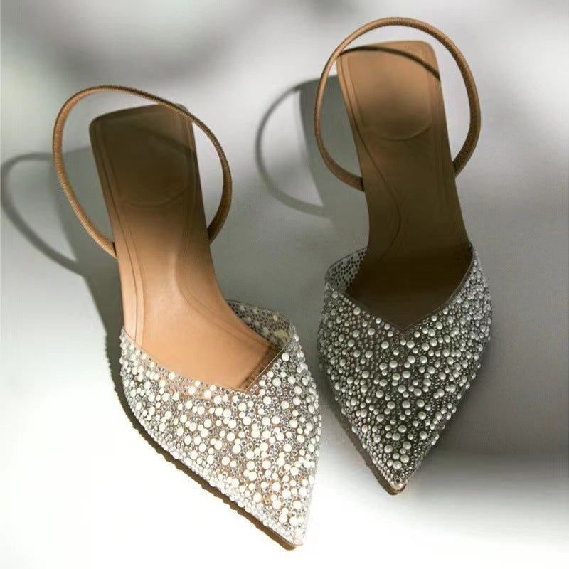 Reveloire® - Escarpins hauts à bout pointu, strass et perles - Reveloire