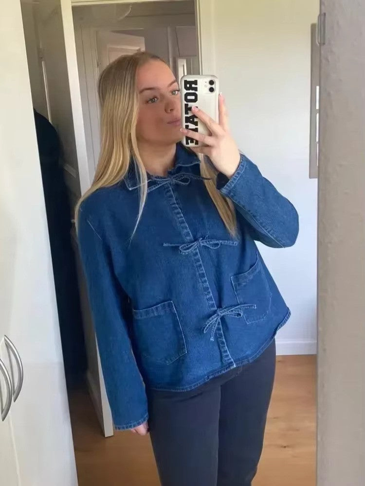 Camille jacket in blue denim with shirt effect